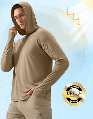 Pudolla Men's Sun Protection Hoodie Shirts UPF 50+ Fishing Hiking Shirt - Image 5
