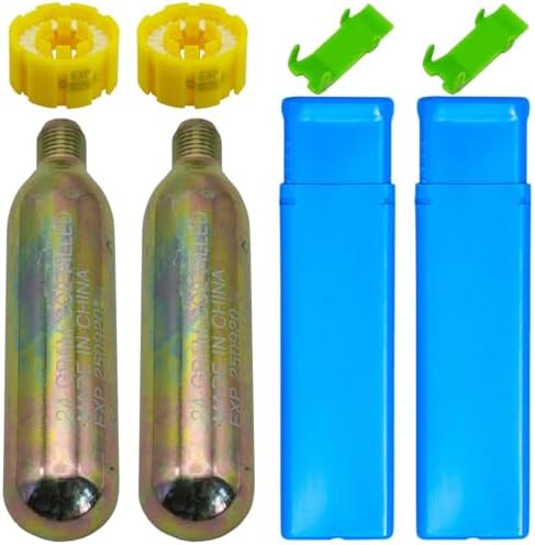 2 Pack PFD 24/33 Grams CO2 Cylinder Cartridge 1/2-inch Thread for Inflatable Life Jacket Life Vest Lifesaving Belt for Water Sports Fishing, Surfing, Sea Activities by Unknown