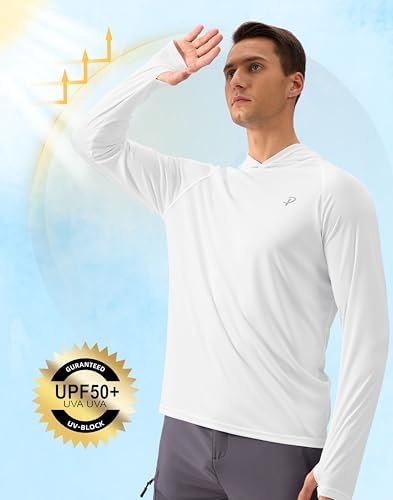Pudolla Men's Sun Protection Hoodie Shirts UPF 50+ Fishing Hiking Shirt - Image 5