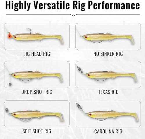 TRUSCEND Shadtale Easy Catch Soft Fishing Lures, Unique Vibration and Action for Various Rigs, Paddle Tail Swimbaits Trailer for Bass, Trout, Crappie, Walleye, Redfish, Saltwater & Freshwater Fishing - Image 6