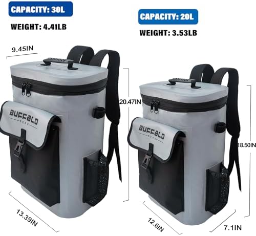 Buffalo Gear Fish Cooler Backpack 32Qt Waterproof Fishing Backpack Cooler Portable Fish Bag, Keep Ice Cold More Than 24 Hours - Image 6
