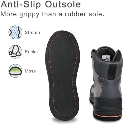 8 Fans Men's Wading Boots Non-Slip Felt Sole, Superior Comfort for Anglers, Perfect for Fly Fishing - Image 4