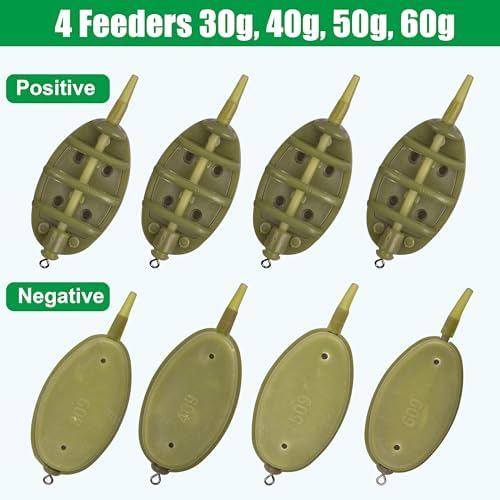 Carp Fishing Method Feeder Set 4 Inline Method Feeders with 1 Quick Release Carp Fishing Equipment Tackle for Baits Holder Tool - Image 2
