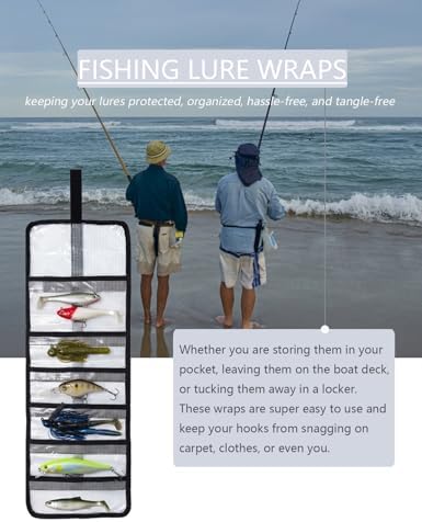 Fishing Lure Wraps w/ 6 Pockets Roll Up Saltwater Trolling Lure Storage Bag - Image 6