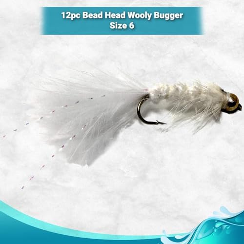 Feeder Creek Woolly Bugger Fly Fishing Flies 12pc Fly Fishing Assortment | Handmade Wet Flies for Fly Fishing in Various Patterns/Colors | Streamer Flies - Image 2