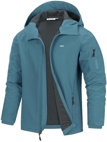 33,000ft Men's Hooded Fleece Lined Rain Shell Jacket Waterproof Lightweight by 33000ft