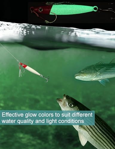 Avlcoaky Metal Jigs Fishing Jigs Saltwater - 3.4in/1oz Vertical Jigging Lures Spoon Fast Sinking Shore Casting Baits for Saltwater Freshwater, Slow Pitch Jigs with 3D Eyes & Reinforced Assist Hooks - Image 5