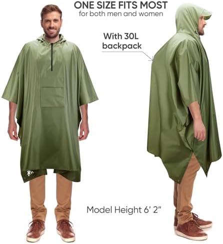 PTEROMY Hooded Rain Poncho for Adults, Reusable Waterproof Raincoat - Image 4