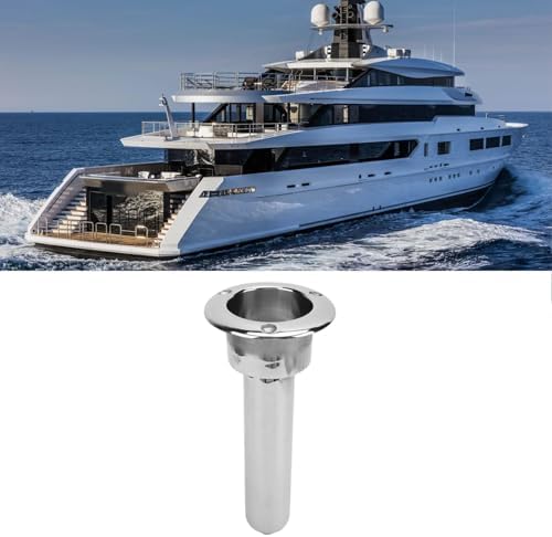 Heavy Duty Stainless Steel Deluxe Rod Holders, 2 in 1 Flush Mount Fishing Rod Pole Holders, 0 15 30 Degree Boat Fishing Rod Cup Holder 280mm Round Top Cup Holder for Yacht Ship - Image 4