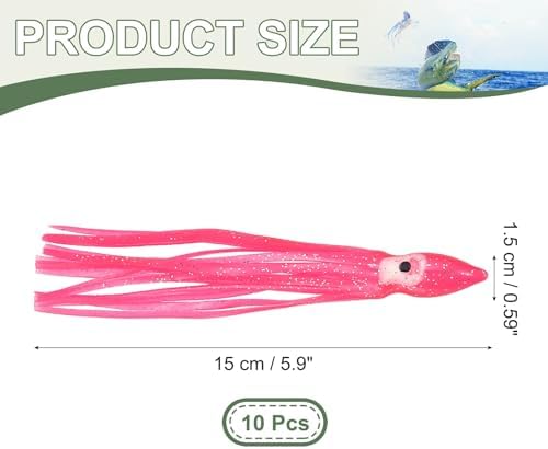 Fishing Squid Skirts, Glow Soft Plastic Trolling Lures Luminous -Fitting for (Bass/Trout/Salmon/Saltwater/Fishing Bait) - Image 2