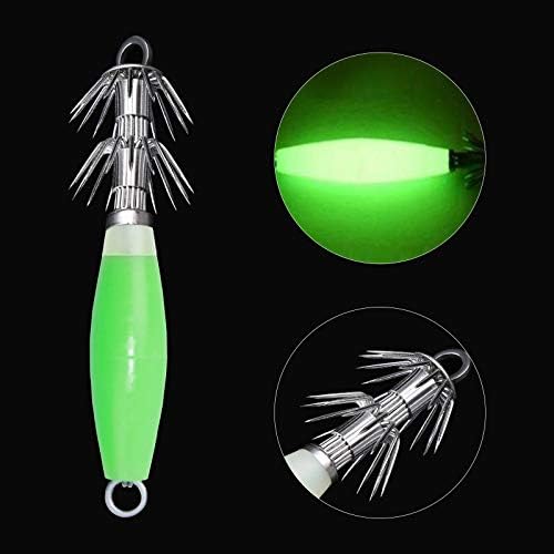 Luminous Squid Jig Hooks Stainless Steel Needles Fluorescent Fishing Cuttlefish Sleeve Squid Jig Baits Night Fishing Saltwater Lures Glow Squid Catcher Hard Baits - Image 3
