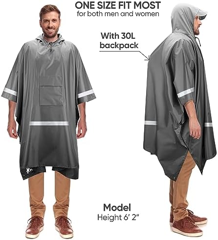 PTEROMY Hooded Rain Poncho for Adults, Reusable Waterproof Raincoat - Image 4