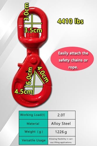 Heavy Duty Swivel Lifting Hook - 4410 lbs Capacity - Hoist Hook Sling for Heavy Cargo【4410lb*2Pack】 - Image 6