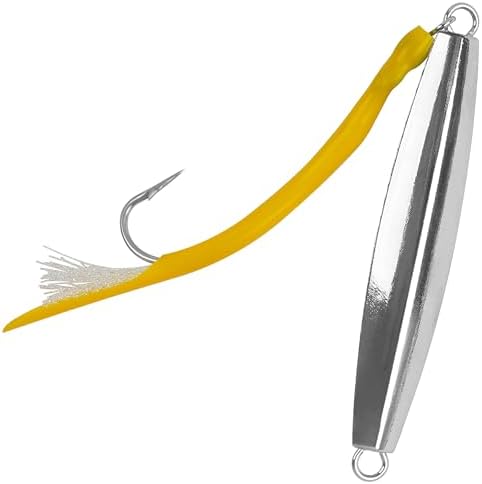 Diamond Jigs Saltwater Fishing Lures,Casting Jigging Spoon with Split Tube Tail Stainless Steel Hook Metal Jig Spoon Baits for Deep Sea Offshore Surf Fishing Bottom Sinking by JOGFFDE