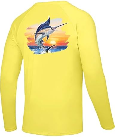 Men's UPF 50+ Sun Fishing Shirt, Long Sleeve UV Protection Tee, Quick Dry Rash Guard for Outdoor Swim Hiking by Twekfish