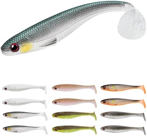 TRUSCEND Shadtale Easy Catch Soft Fishing Lures, Unique Vibration and Action for Various Rigs, Paddle Tail Swimbaits Trailer for Bass, Trout, Crappie, Walleye, Redfish, Saltwater & Freshwater Fishing by TRUSCEND
