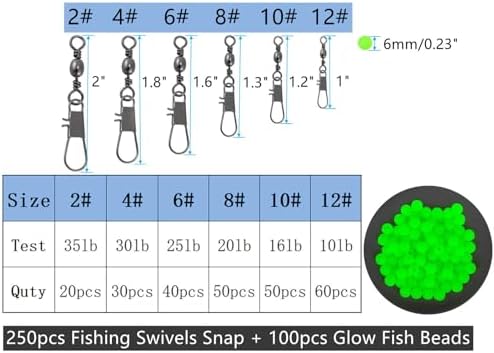 350pcs Fishing Barrel Swivels with Snap Assortment Kit - Image 2