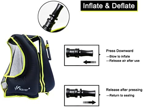 NAXER Inflatable Buoyancy Jackets Snorkel Vests for Adults Kayak Kayaking Snorkeling Suit 90-200 lbs Easy Swimming Boating Paddleboarding Water Sports - Image 6