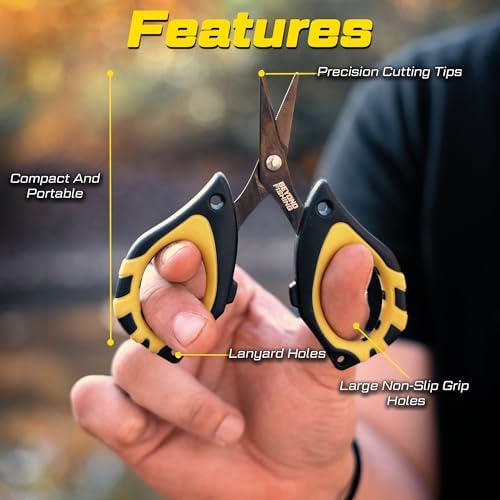 Beyond Fishing - 4.5” Fishing Scissors for Braided Line, Stainless Steel with Serrated Blades, Non Slip Grip, Large Finger Holes Fishing Line Cutter - Image 2