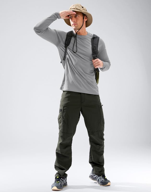Men's Sun Protection Swim Long Sleeve UPF 50+ Rash Guard Lightweight Shirts - Image 2