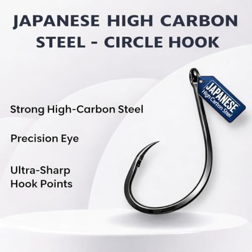 Circle Hooks for Catfish and Other Game Fish, Strong and Durable, High Carbon Steel Catfish Circle Hooks for Freshwater and Saltwater, Available in Sizes 5/0, 6/0, 7/0, 8/0, and 10/0 - Image 3