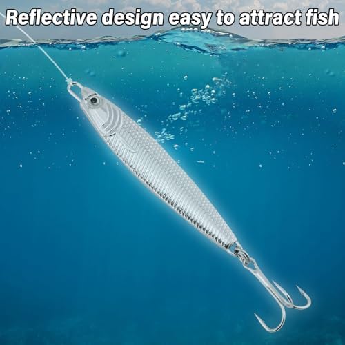 Dr.Fish Fishing Jigs Jigging Spoon Saltwater Fishing Lure Casting Metal Spoon Surf Fishing Mackerel Striper Lures Stinger Bluefish Vertical Diamond Jig - Image 5
