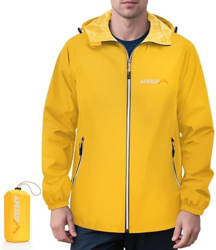 APEXUP Packable Rain Jacket Men Waterproof Lightweight Raincoat with Hood by APEXUP