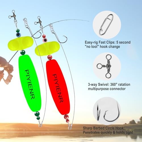 Catfish Rig Catfishing Tackle Floats with Rattler Santee Cooper Rig Equipment for Bank Fishing Peg Floats with Circle Hooks Bait Rigs - Image 5