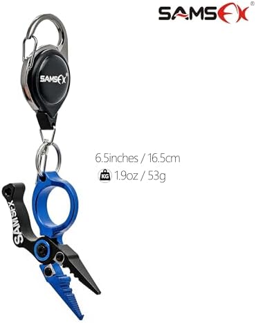 SAMSFX Mini Fishing Pliers with Fly Fishing Zinger Retractor, Fish Hook Remover Tool, Split Ring Pliers for Saltwater & Freshwater, Tungsten Carbide Cutters, Fishing Gear Gift for Anglers - Image 2