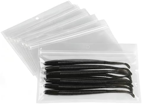 100 Pack Soft Plastic Baits Bags 8.8"x5.5" | Heavy-Duty Clear Lock Zipper Lure Packaging Bags - Leakproof Double-Sealed Zipper Storage for Soft Plastic Lures & Fishing Gear | Multiple Sizes by BAITNEST