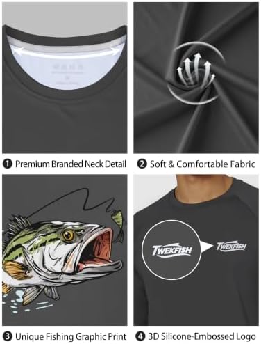 Men's UPF 50+ Sun Fishing Shirt, Long Sleeve UV Protection Tee, Quick Dry Rash Guard for Outdoor Swim Hiking - Image 5