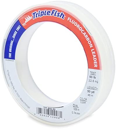 Triple Fish 100% Fluorocarbon Fishing Leader - Clear Invisible Strong and Heavy Duty Highly Abrasion Resistant, Fast Sinking Freshwater & Saltwater by TripleFish