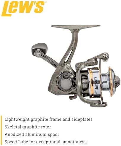 Lew's Laser Lite Spinning Fishing Reel, 6+1 Bearings, Graphite Frame and Sideplate, Speed Lube, Multi-Disc Drag - Image 3
