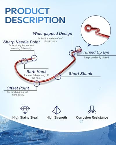 UCEC EWG Fishing Hooks, Offset Worm Hooks for Bass Fishing Hook Texas Rig - Image 2