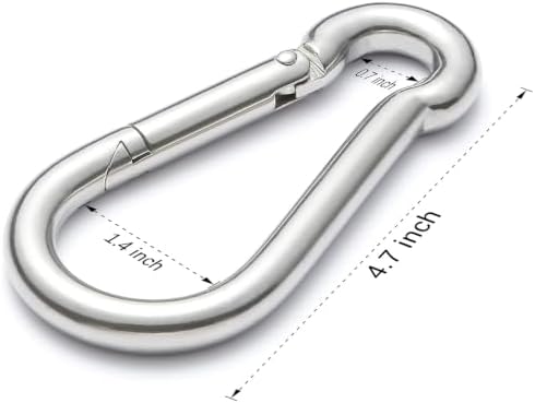 sprookber Stainless Steel Carabiner Spring Snap Hook - 304 Stainless Steel Heavy Duty Clips, Set of 4 - Image 2