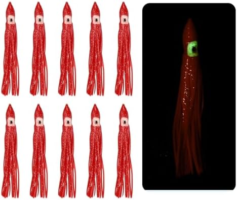 Fishing Squid Skirts, Glow Soft Plastic Trolling Lures Luminous -Fitting for (Bass/Trout/Salmon/Saltwater/Fishing Bait) by YELARXI