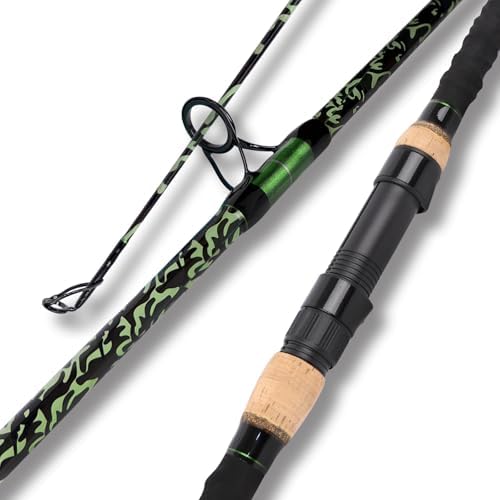 Fiblink Surf Fishing Rod,Carbon Fiber Spinning Beach Surf Rod,2Piece/3Piece/4Piece Travel Fishing Rod,Green Camouflage Pattern Design,Surf Fishing 9'6"/10'/12'/15' by Fiblink