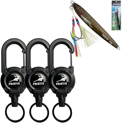 Pristis Convenient Fishing Gear Combination, 2.1 oz Saltwater Fishing Jigs & 3 Pack Heavy Duty Zinger Retractors, A Neat Option for Angler by Pristis