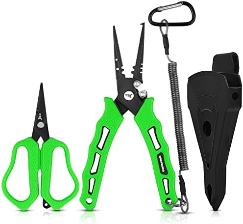 KastKing Cutthroat 7.5" Saltwater Fishing Pliers & Scissors Set, Green by KastKing