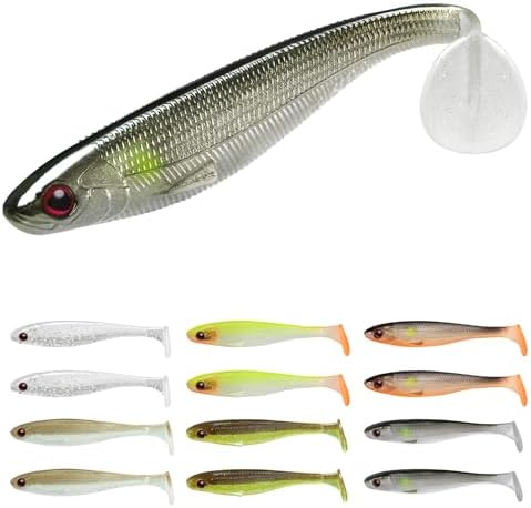 TRUSCEND Shadtale Easy Catch Soft Fishing Lures, Unique Vibration and Action for Various Rigs, Paddle Tail Swimbaits Trailer for Bass, Trout, Crappie, Walleye, Redfish, Saltwater & Freshwater Fishing by TRUSCEND