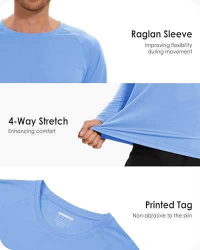 Boladeci Men's UPF 50+ Sun Protection UV SPF Shirts Long Sleeve Lightweight Quick Dry Swim T-Shirts Rash Guard - Image 5