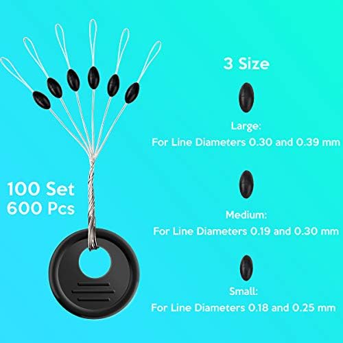 Fishing Rubber Bobber Peg Sinker Stopper Black Oval Bead Texas Rig Weight Floats Stops Durability Flipping Terminal Tackle Accessories for Saltwater Freshwater 3 Size - Image 3