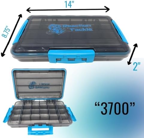 Reaction Tackle Premium Tackle Trays, Water Resistant Fishing Tackle Box Organizers with Triple Clip Closure, Removable Dividers and Clear View Design - 3700 (2-Pack) - Image 3