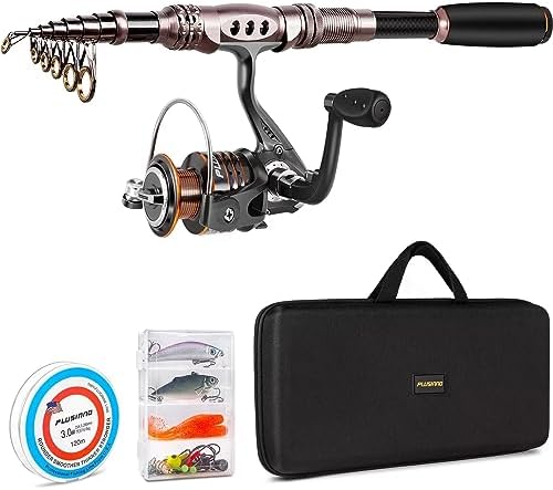 PLUSINNO Fishing Rod and Reel Combos Carbon Fiber Telescopic Fishing Pole with Reel Combo Sea Saltwater Freshwater Kit Fishing Rod Kit by PLUSINNO