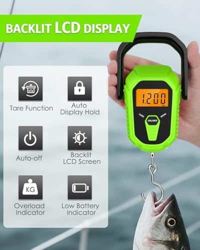 Digital Fishing Scale with Lip Gripper, 110lb/50kg Waterproof Fish Weight Scale with Tape Measure, Hook & Clamp, LCD Display & Hanging Design, Ideal Fishing Gift for Men Anglers - Image 3