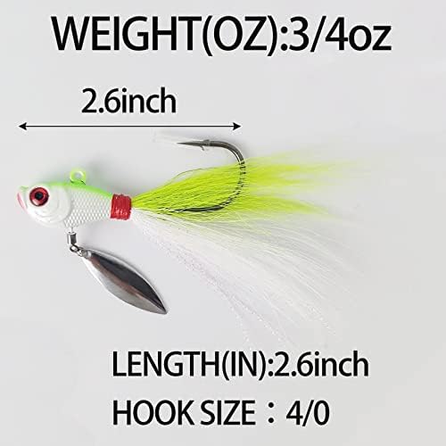 4pcs Fishing Bucktails Jig with Spin Saltwater Hair Jigs Wire Bait Keeper Surf Fishing Lures for Bass Fishing - Image 3