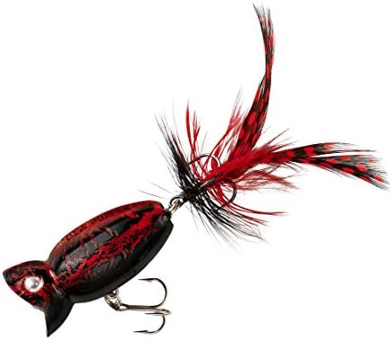 Arbogast Hula Popper 2.0 Topwater Fishing Lure with Feathered Treble Hook and Crackle Pattern Body by Arbogast