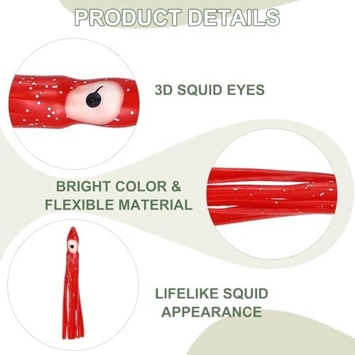 Fishing Squid Skirts, Glow Soft Plastic Trolling Lures Luminous -Fitting for (Bass/Trout/Salmon/Saltwater/Fishing Bait) - Image 3