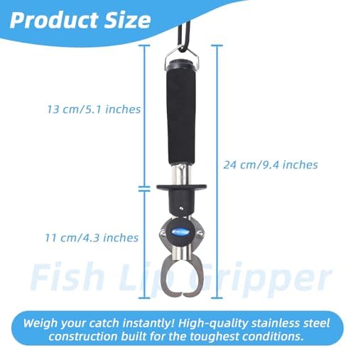 Fish Gripper with Scale – 33 lb Stainless Steel Fish Lip Gripper, EVA No-Slip Handle, Quick-Release Fish Lip Clamp, Adjustable Wrist Lanyard for Kayak, Boat & Bank Fishing - Image 2