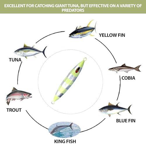 Tuna Jig 500g, 6.5 Inches, 3 Pc, Silver Zebra Glow Color, Unrigged - Image 5